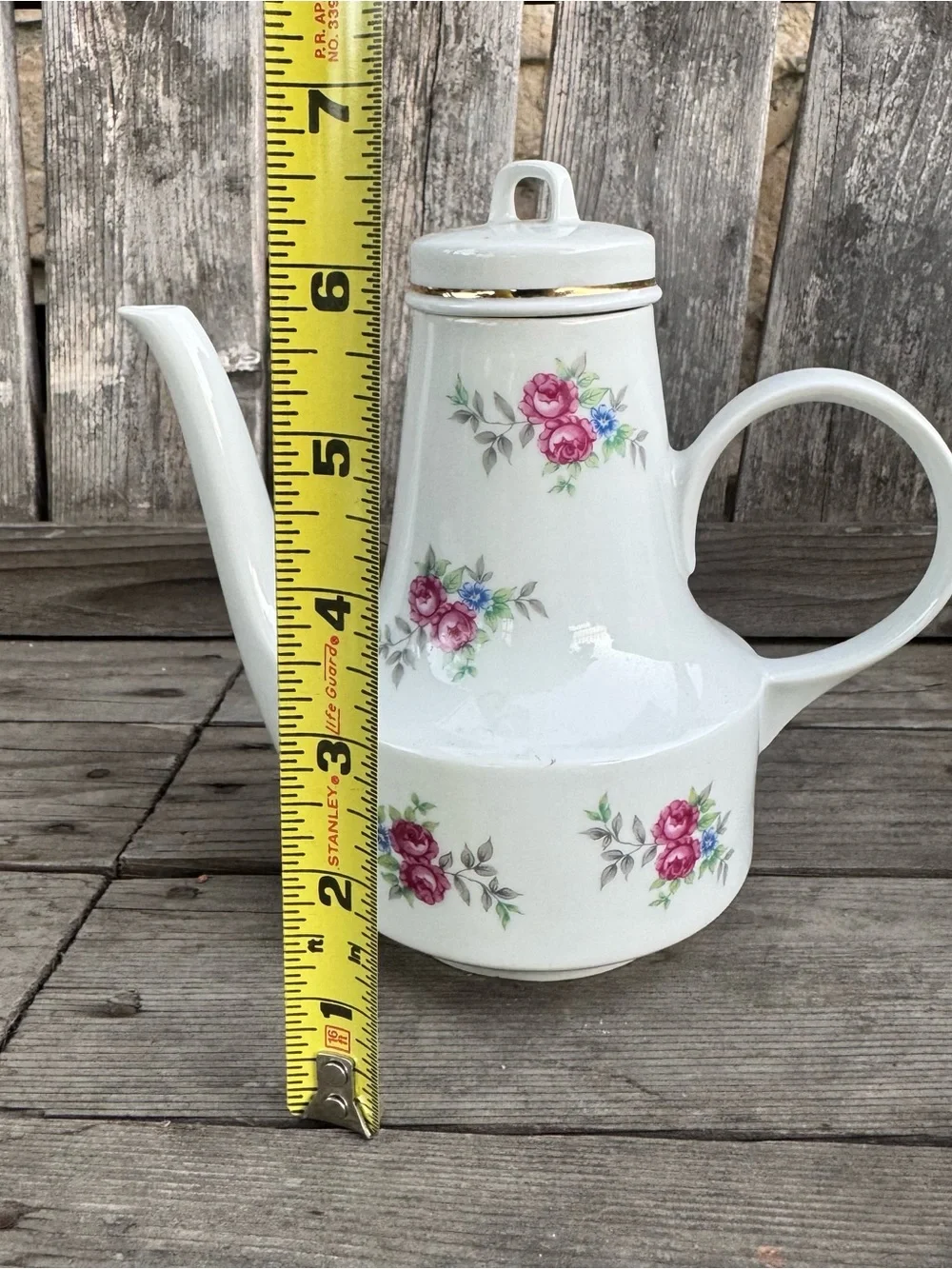 Henneberg Porzellan 1777 Germany Pink Rose Vintage Teapot / Coffee Server